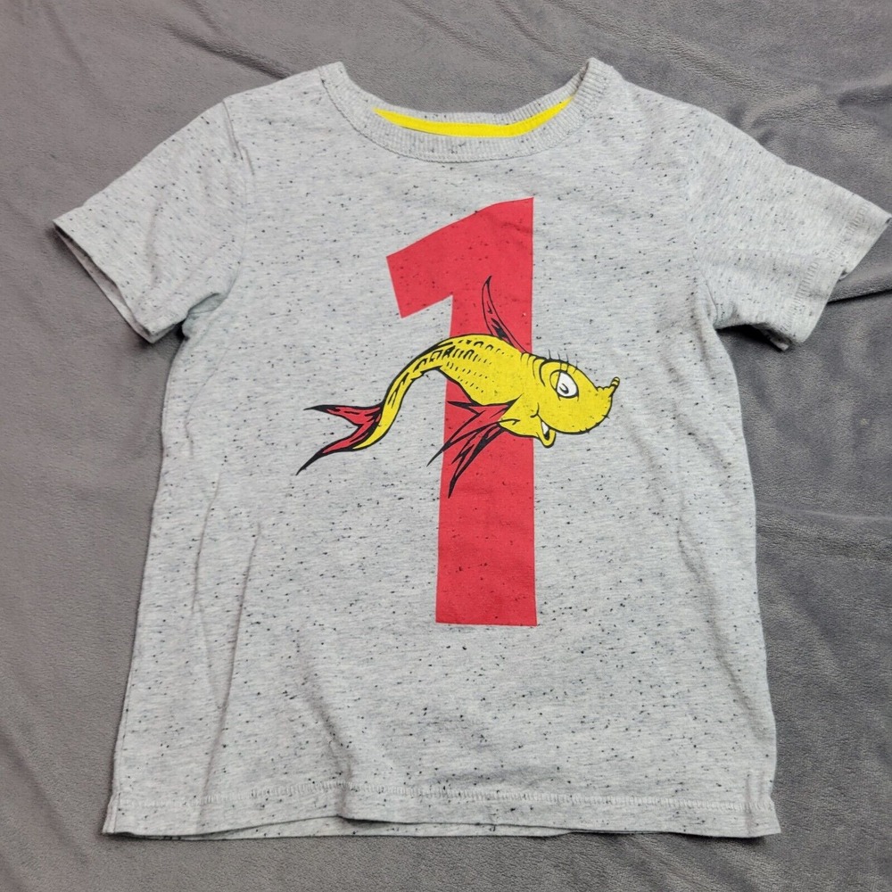 Dr Seuss Shirt Boy 5 Activewear Heathered Crew Neck Loose Fit 1 Fish 2 Fish Tee